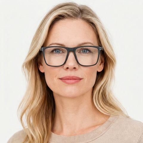 Carmino mat sort firkantet brille på model