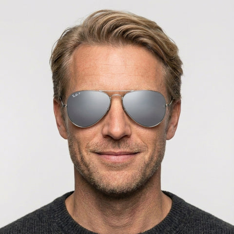 Ray-Ban AVIATOR LARGE METAL - 019/W3 - Sølv på model