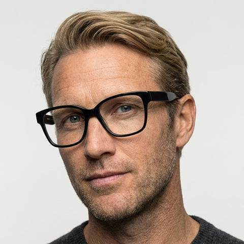 Orové sort firkantet brille på model
