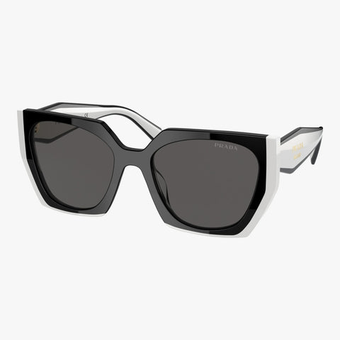 Prada PR 15WS - 09Q5S0 sort og hvid rektangulær solbrille