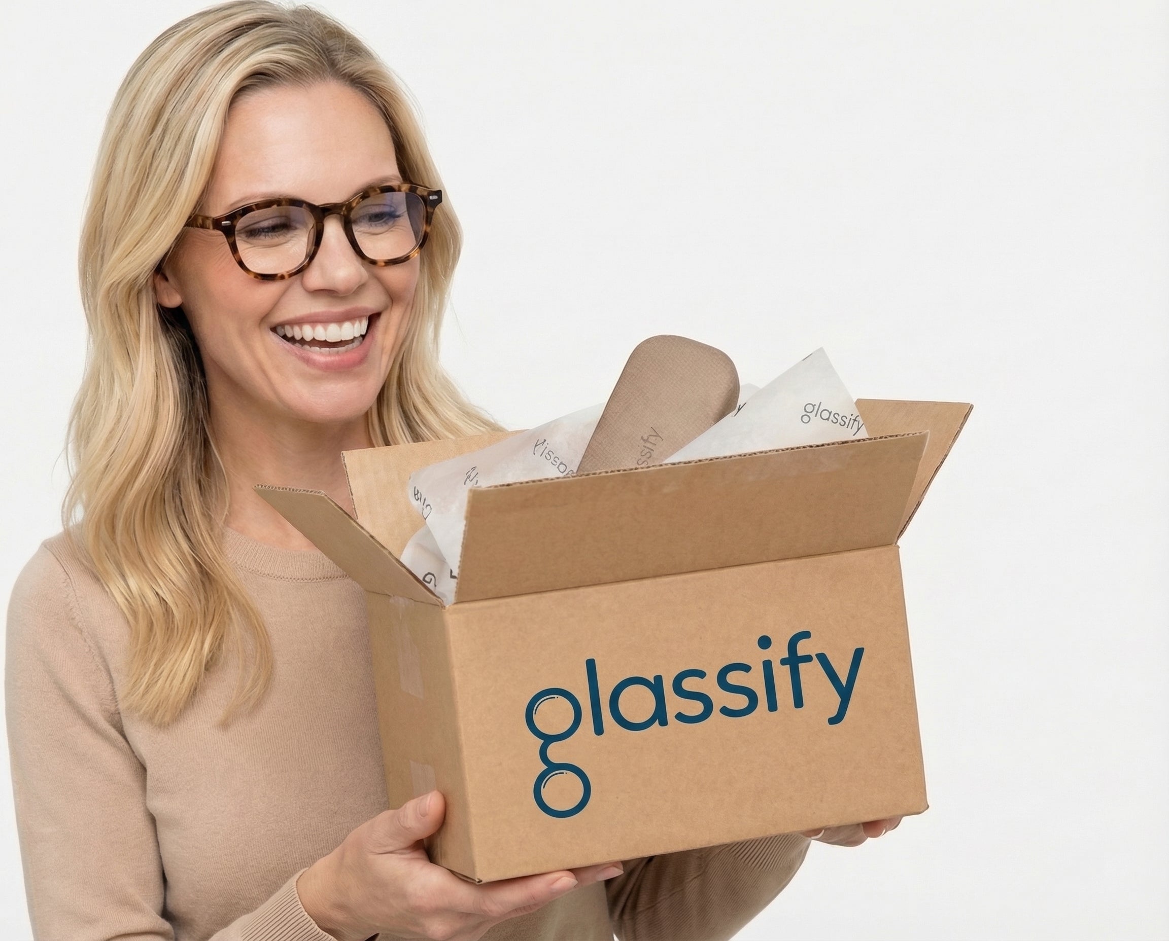 nye briller med flerstyrkeglas modtaget i posten