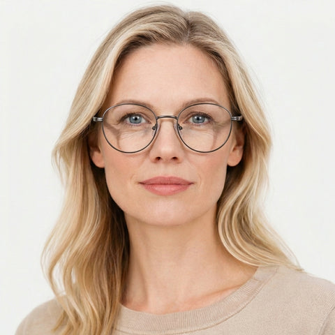 Delacroix gunmetal rund brille på model