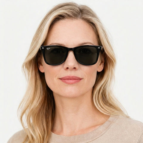 Ray-Ban RB4420 - 601/87 sort rektangulær solbrille på model