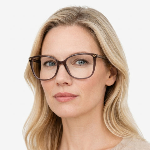 Gucci GG0026O - 019 - Transparent brun på model