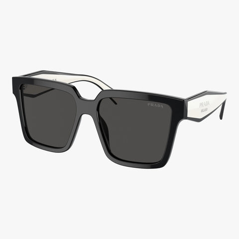 Prada PR 24ZS - 1AB5S0 sort rektangulær solbrille