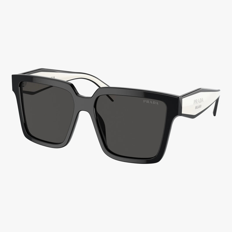 Prada PR 24ZS - 1AB5S0 sort rektangulær solbrille