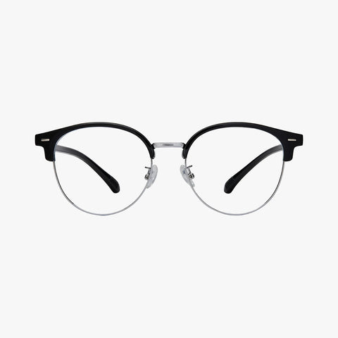 Solenne sort sølv browline brille