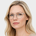 Viridian sølv rund brille på model