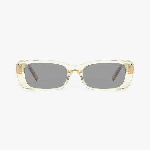 Marcellus transparent brun firkantet solbrille