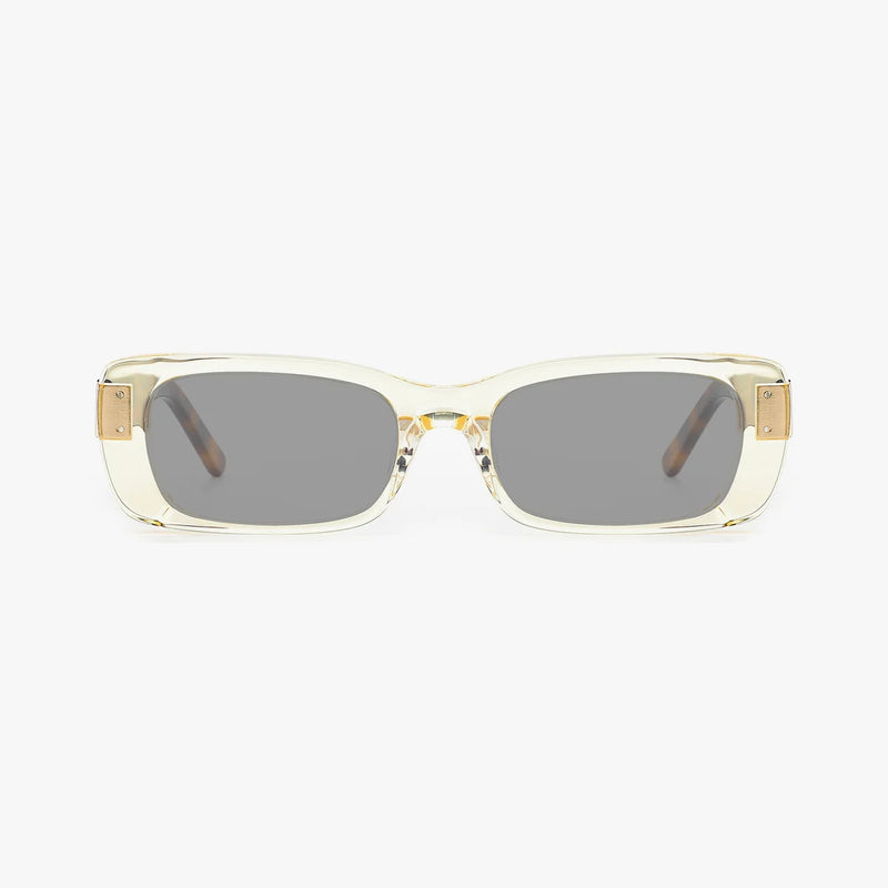 Marcellus transparent brun firkantet solbrille