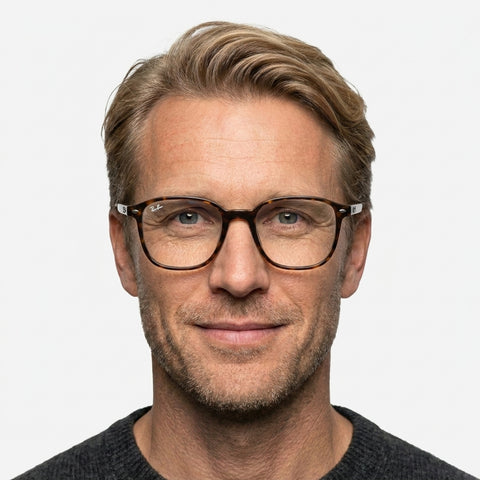 Ray-Ban LEONARD - 2012 havana rektangulær brille på model