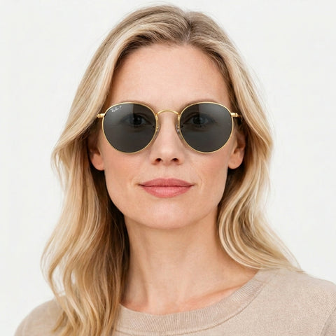 Ray-Ban ROUND METAL - 919648 - Guld på model